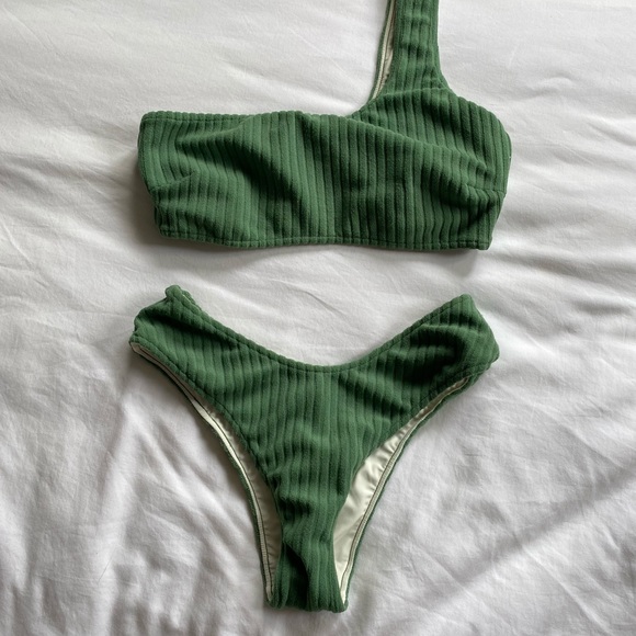Zulu & Zephyr Other - Zulu & Zephyr cord toweling stripe  bikini in forest — curve brief & bralette